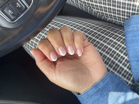 Extremely Short Almond Nails, Almond Nails On Wide Nail Beds, Shirt Almond Acrylic Nails, Biab Almond Nail, Really Short Almond Nails, Shape Short Nails, Extra Short Almond Nails, White Short Almond Nails, Small Almond Nails