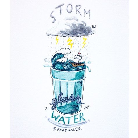 Idioms Illustrations, Glass Of Water, Traditional Tattoo, Pinterest Likes, Humanoid Sketch, Illustrations, Tea, Instagram Post, Coffee