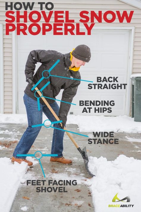 Here's the best way to shovel snow so you don't hurt your back. Chiropractic Humor, Lower Back Pain Stretches, Snow Shoveling, Calf Cramps, Chiropractic Clinic, Back Stretches For Pain, Shoveling Snow, Dark Underarms, Upper Back Pain