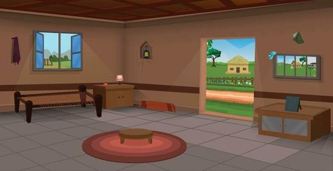 Village room inside vector, poor mud house room interior cartoon background illustrations. 22182240 Vector Art at Vecteezy Poor Room, Cartoon Interior, Village Background, Bed Vector, Free Cartoon Characters, Kitchen Illustration, Inside A House, Photoshop Backgrounds Backdrops, Mud House