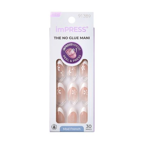 Fancy a new French NO GLUE Mani? Say “oui” to imPRESS Press-On French Manicure. With our new improved adhesive, these press-on nails are long-lasting with a secure hold that lasts for up to 7 days. Just peel, press & go! With Dual and Reverse Dual Injection Technology, imPRESS French Manicure collections provide flawless & enduring tips. The gel nails look & feel like your own nails. From classic French to modern French designs–imPRESS is always on trend. Fake Nails For Kids, White Tip Nails, Kiss Products, Easy Manicure, Impress Nails, Nails Easy, Modern French, Nails For Kids, White Tip