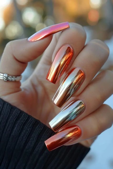 Nirvana Nails, Chrome Nail Colors, Purple Chrome Nails, Nail Art Stencils, Chrome Nails Designs, Sassy Nails, Fancy Nails Designs, Vibrant Nails, Her Nails