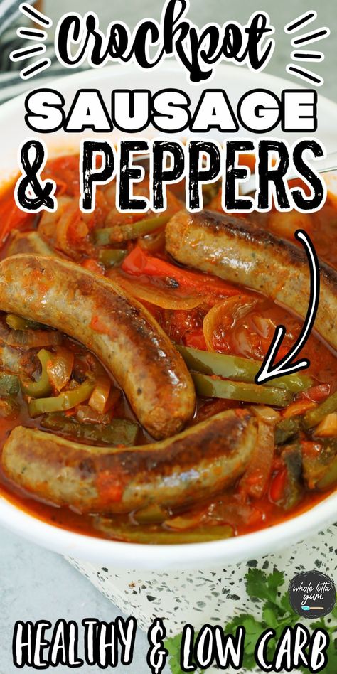 Crockpot Meals Sausage, Low Carb Crockpot Meals, Slow Cooker Sausage Recipes, Low Carb Crockpot, Sausage And Peppers Crockpot, Sausage Crockpot Recipes, Sausage Slow Cooker, Sausage Crockpot, Easy Crockpot Dinners