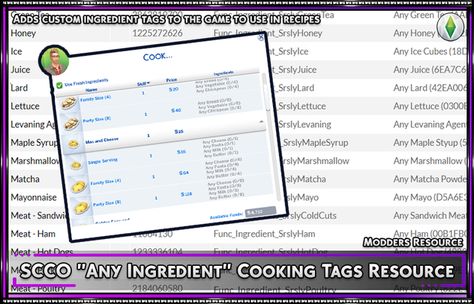 SCCO "Any Ingredient" Cooking Tags Resource - 1.6.0 | SrslySims on Patreon Sims 4 Studio, Custom Recipe, Cooking Ingredients, Sims Cc, Ingredients Recipes, The Sims, Sims 4, Cooking Recipes, Tags