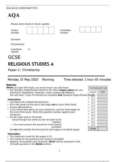 https://www.stuvia.com/doc/3002225/aqa-gcse-religious-studies-a-paper-1-christianity-may-2023 Help The Poor, 15 May, Study Quotes, Focus On What Matters, Religious Education, Religious Studies, May 2023, Question Paper, Student Writing