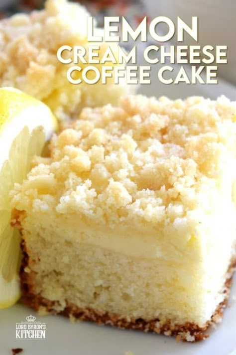 Lemon Cream Cheese Coffee Cake, Coffee Cake With Cream Cheese, Cream Cheese Filling Recipe, Lemon Coffee Cake, Lemon Crumb Cake, Cake With Cream Cheese Filling, Cheese Coffee Cake, Lemon Coffee, Cream Cheese Coffee Cake