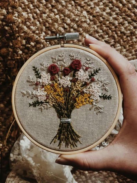 Dark Academia Embroidery, Bouquet Embroidery, Hoop Wall Art, Embroider Ideas, Embroidery Hoop Wall, Boho Embroidery, Embroidery Hoop Wall Art, Floral Embroidery Patterns, Diy Embroidery Patterns