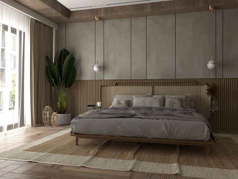 Bohemian interior in neutral colours with raw materials Tropical Modern Bedroom, Bedroom Inspirations Wallpaper, Boho Bedroom Inspirations, Organization Hacks Bedroom, Boho Bedroom Design, Bedroom Murals, Bedroom Wall Colors, White Bedroom Furniture, Bedroom Decor Cozy