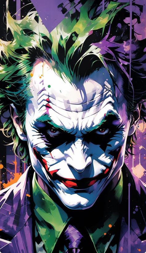 Joker Dc Comics Art, Dc Villains Art, The Joker Artwork, The Joker Wallpaper, Joker Comic Art, The Joker Art, Batman Art Drawing, Joker Painting, Joker Dark Knight