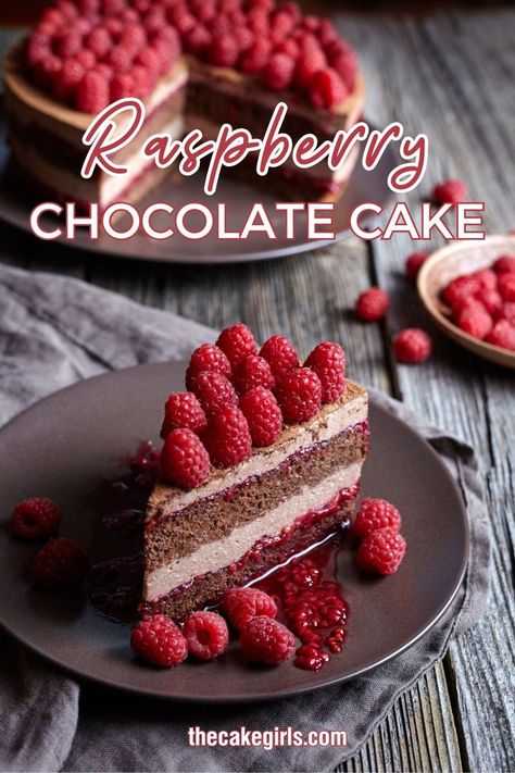 Raspberry Chocolate Cake Choc Raspberry Cake, Chocolate Cake With Raspberry Filling, Chocolate Raspberry Layer Cake, Chocolate Raspberry Cake Recipe, Raspberry Cake Recipes, Moist Vanilla Cake, Chocolate Raspberry Cake, Raspberry Filling, Raspberry Cake