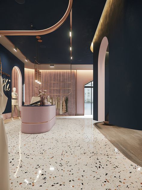 Hi! Boutique on Behance Nail Salon Interior Design, Beauty Salon Interior Design, Modern Kitchen Lighting, Nail Salon Interior, Hotel Lobby Design, Lobby Interior Design, Interior Design Minimalist, Boutique Interior Design, Beauty Salon Interior