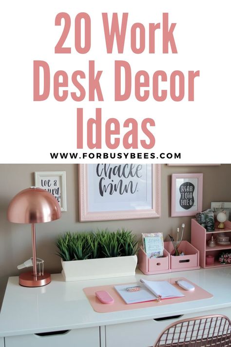 home work desk decor ideas At Work Desk Ideas, Nurse Desk Decor Office Ideas, Cute Office Accessories, Home Work Desk Decor, Small Office Decor At Work, Diy Desk Decor Aesthetic, Small Office Set Up, Work Office Spaces, Home Office Aesthetic Woman