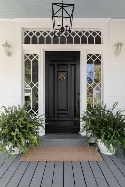 Traditional Contemporary Home, 1920 House, Black Front Door, Wooden Fireplace, Sustainable Building Materials, Black Front Doors, East Nashville, Country Retreat, Contemporary Furniture Design