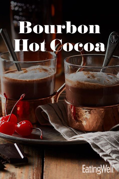 Chocolate Appetizers, Cacao Hot Chocolate, Theme Drinks, Bourbon Hot Chocolate, Hot Chocolate Cocktail, Boozy Hot Chocolate, Hot Cocoa Recipe, Chocolate Bourbon, Delicious Hot Chocolate