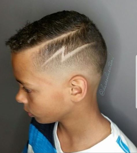 Lightning bolt haircut 😎 Hair Designs For Boys, Boys Haircuts With Designs, Boys Fade Haircut, Boys Haircut Styles, Boy Haircuts Short, Tan Skin Blonde Hair, Shaved Hair Designs