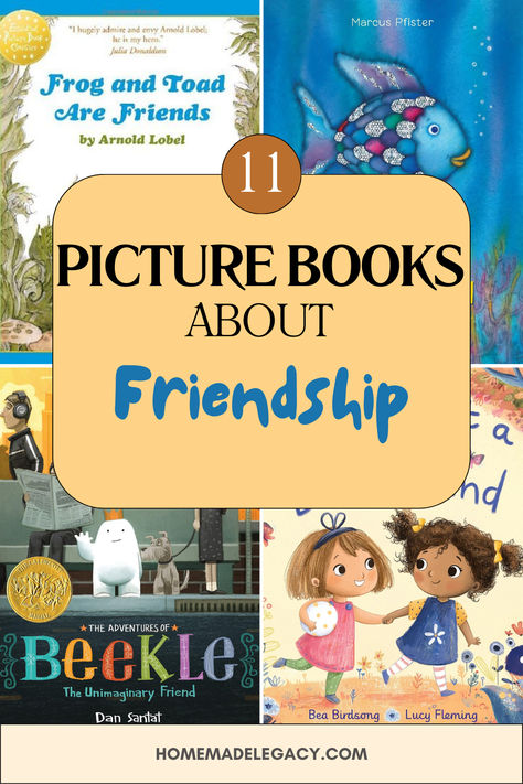 Friendship in childhood is an important part of a child’s social development and how they relate to others. Picture books about friendship are a great way for children to learn about it.  Let’s take a look at 11 of the best picture books about friendship for kids.  #friendship #readingforkids #picturebooks Preschool Books About Friendship, Friendship For Kids, Books About Friendship, Best Picture Books, Friendship Problems, 2nd Grade Books, Friendship Lessons, Best Friend Book, Friendship Theme