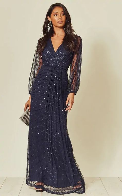 Beaded Maxi Dress, Evening Gowns With Sleeves, Mother Of The Bride Dresses Long, Formal Dresses With Sleeves, Mother Of Groom Dresses, Mob Dresses, Mothers Dresses, Midi Dress Summer, Evening Dresses Elegant