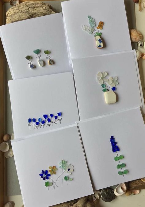 Sea Glass Diy, Sea Glass Artwork, Sea Glass Art Diy, Sea Glass Art Projects, Greeting Cards Birthday, Beach Glass Jewelry, Beach Glass Crafts, Sea Crafts, Glass Art Projects