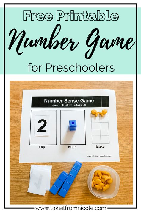 Free printable number sense game for preschoolers. Flip It Build it Make It. Teach arabic numerals. Hands on learning. Math manipulatives. Preschool Math Manipulatives, Math Number Sense Kindergarten, Prek Math Curriculum, Say It Build It Count It Free Printable, Flip It Make It Build It Math, Number Concepts Activities, Number Sense Activities Preschool, Number Puzzles 1-10 Free Printable, Preschool Number Sense Activities