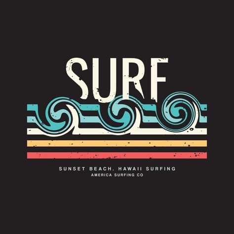 Surf beach illustration typography. perfect for t shirt design Beach Illustration, Beach Events, Illustration Typography, Hawaii Surf, Surf Shirt, California Beach, Letter J, Beach Sunset, T Shirt Design