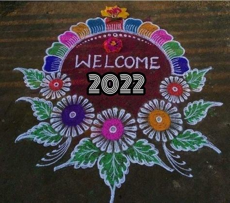 Latest New Year Rangoli Designs 2022, New Year Rangoli Design 2022, Newyear Rangoli, Small Free Hand Rangoli, Rangoli New Year, Rangoli Degins, New Year Muggulu, Birds Rangoli, Margali Kolam