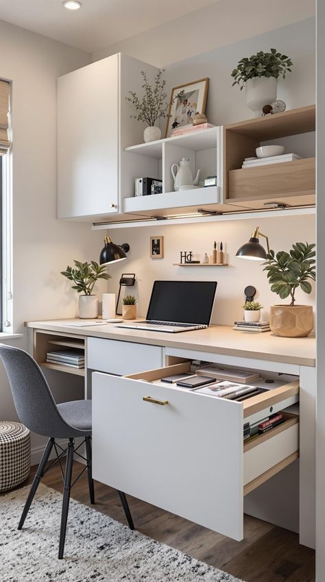 Tiny Home Desk Ideas Fitted Desk Ideas, Home Desk Ideas, Phuket Villa, Modular Desk System, Wall Cubbies, Desk Nook, Organizing Essentials, Fold Down Desk, Desk Solutions