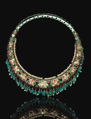 An outstanding Maharani torque necklace (hasli), Bikaner, Rajasthan, late 19th century | Lot | Sotheby's Mughal Jewelry, Torque Necklace, Vintage Indian Jewelry, Pakistani Jewellery, Indian Jewelry Sets, Antique Gold Jewelry, Silver Jewelry Earrings, Polki Jewellery, Pearl Set