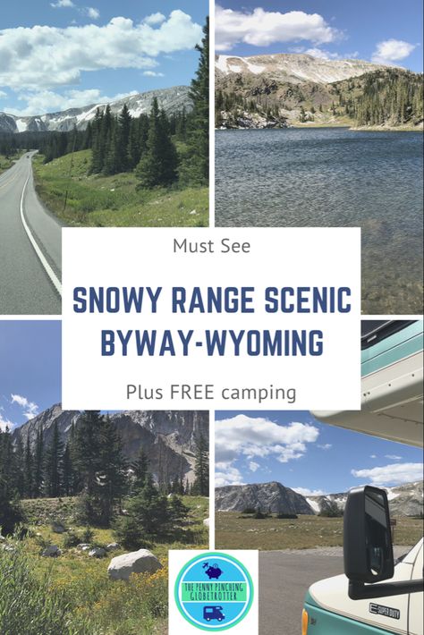 Perfect for your place to visit on your trip to Wyoming. Plus free RV boondocking #roadtrip #wyoming #rvcamping #rvlife Snowy Range Wyoming, Saratoga Wyoming, Rv Boondocking, Scenic Roads, Snowy Mountain, Small Ponds, Free Camping, Scenic Byway, Place To Visit