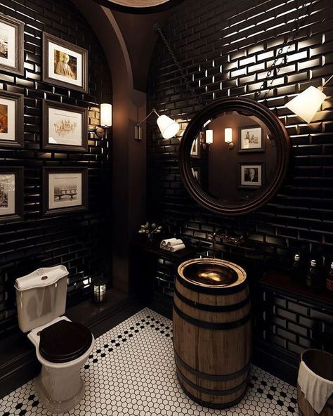 Speak Easy Bathroom Ideas, Amazing Toilets, Restaurant Bathroom Ideas, Restaurant Bathrooms, Luxurious Bathtubs, Restaurant Bathroom, Restroom Design, Barbershop Design, Barber Shop Decor