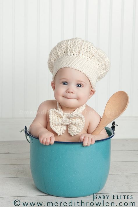 Meridith Rowlen Photography 6 Months Baby Photoshoot, Baby Photoshoot, 6 Months, Chef, Blue