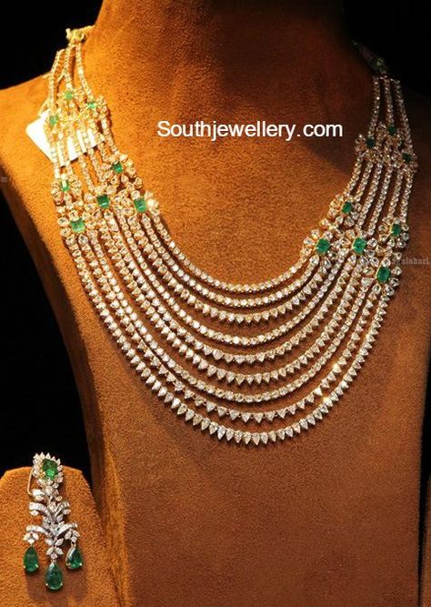 Layered Diamond Necklace Layered Diamond Necklace, Pearls Mala, Necklace Trends, Diamond Haram, Diamond Necklace Indian, Bridal Diamond Necklace, Necklace Photo, Indian Jewelry Earrings, Diamond Wedding Jewelry