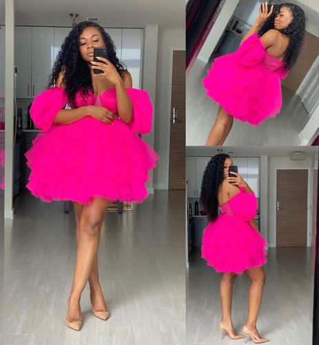 Short Party Dresses, Homecoming Dress Short, Tulle Mini Dress, Tulle Sleeves, Short Party Dress, Dress Birthday, Short Summer Dresses, Short Homecoming Dress, Short Prom Dress