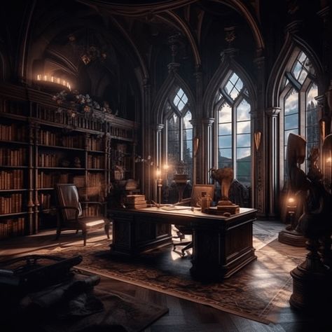 Medieval Office, Castle Office, Fantasy Office, Office Decor Ideas For Work, Victorian Office, Vintage Mansion, Creative Office Decor, Manor Interior, Home Office Decor Ideas