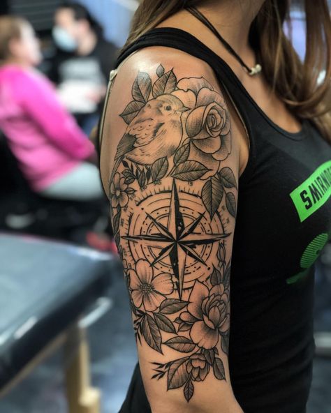 A Compass, Artist On Instagram, Tattoo Artist, Compass, Tattoo Ideas, Tattoos, Flowers, On Instagram, Instagram