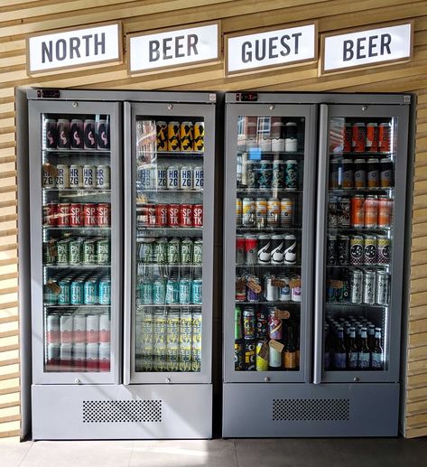 Cafe Bar Interior, Beer Wall, Beer Fridge, Supermarket Design, Bar Interior Design, Cabin Interiors, Wine Display, Bar Interior, Food Hall