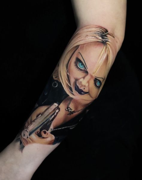 Tattoo uploaded by Diego Emmanuel | La novia de chucky 🔥🔥 | 1475917 | Tattoodo Book Tattoo, A Tattoo, Artist Studio, Portrait Tattoo, Tattoos, Quick Saves