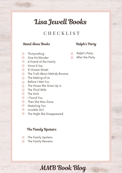 Lisa Jewell, Book Reading Journal, Relationship Books, One Hit Wonder, Book Challenge, Printable Checklist, Recommended Books To Read, Inspirational Books To Read, Printable Books