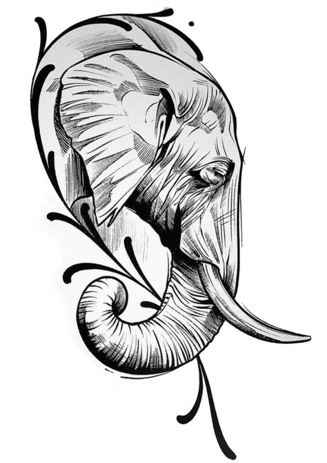 Elephant Tattoo Design, Elephant Drawing, Elephant Tattoo, Elephant Tattoos, Tattoo Outline, Abstract Tattoo, Elephant Art, Animal Sketches, Tattoo Stencils