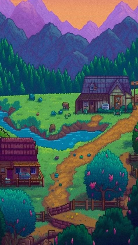 stardew valley wallpaper  #stardewvalley Stardew Valley Wallpaper, Valley Wallpaper, Running Ads, Pixel Art Landscape, Iphone Wallpaper Themes, Stardew Valley, Video Game Art, Phone Themes, Dog Memes