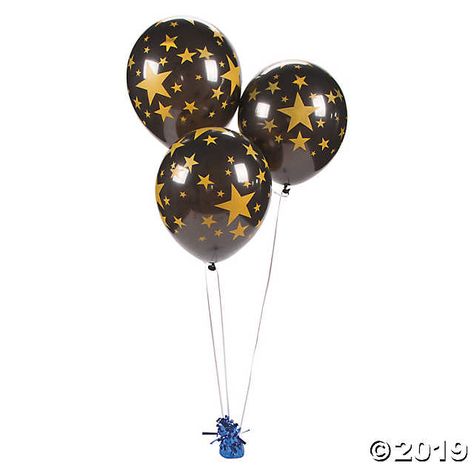 $10 for 24 Black Latex Balloons come printed with gold stars. Eclipse Party, 60 Birthday, Hollywood Party Theme, Black And Gold Balloons, Bat Mitzvah Party, Black Graduation, Adult Party Themes, Movie Themed Party, Table Centerpiece Decorations