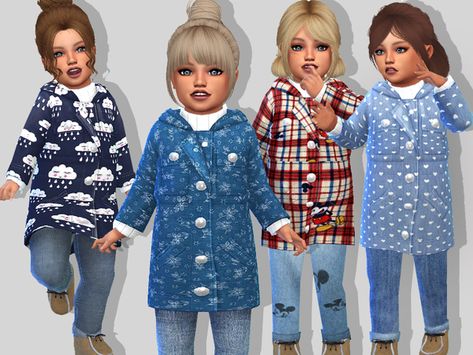 Pinkzombiecupcakes' Toddler Fall Coat Set Sims 4 Cc Toddler Girl Clothes, Sims Dresses, Toddler Cc Sims 4, Sims 4 Toddler Clothes, Alpha Cc, Sims Baby, Die Sims 4, Sims 4 Black Hair, Sims Clothes