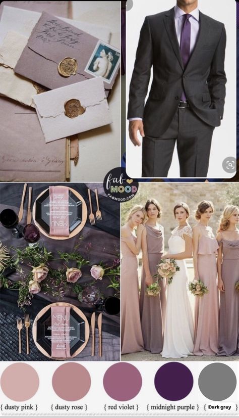 Purple Colour Scheme Wedding, Three Color Wedding Theme, Beautiful Wedding Colors Colour Palettes, Dusty Purple Fall Wedding, Purple Scheme Wedding, Navy Wedding Colors Fall Colour Palettes, Purple Wedding Palette Color Schemes, Navy Blue Purple Pink Wedding, Purple Wedding Colour Schemes