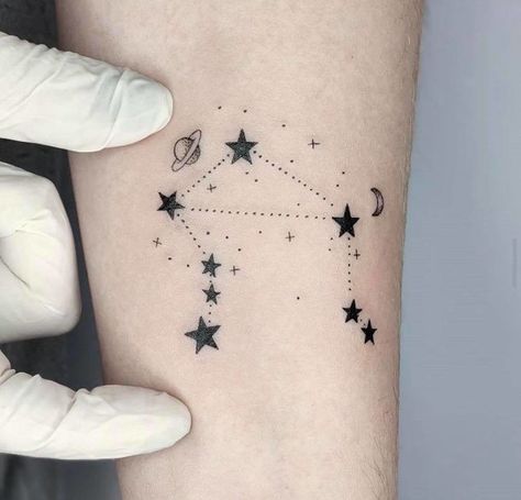 Libra Season – Cute Libra Tattoos For Zodiac Lovers Constellation Balance, Libra Sign Tattoos, Star Constellation Tattoo, Libra Tattoos, Libra Zodiac Tattoos, Libra Constellation Tattoo, Astrology Tattoo, Libra Constellation, Horoscope Tattoos