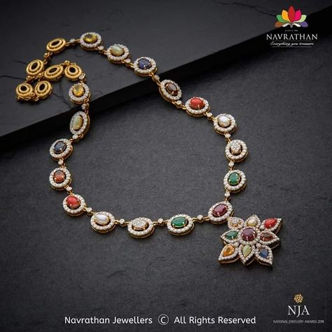 Navarathan Jewellers, Navrathan Jewellers, Emerald Necklaces, Diamond Earrings Online, 22 Carat Gold Jewellery, Bridal Diamond Necklace, Diamond Jewelry Store, Antique Bridal Jewelry, Gold Designs