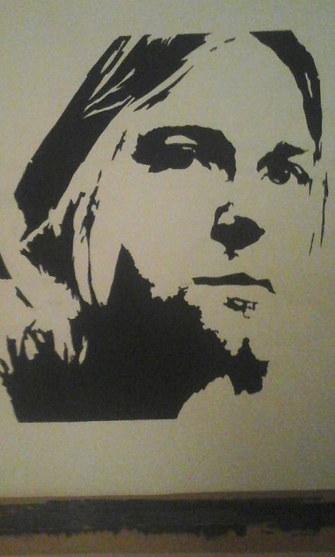 Kurt cobain / painting by Roy ☆ ☆ ☆ ☆ ☆ Nirvana Drawing Easy, Kurt Cobain Drawing Easy, How To Draw Kurt Cobain, Kurt Cobain Drawing, Nirvana Drawing, Kurt Cobain Stencil, Kurt Cobain Painting, Kurt Cobain Original Art, Kurt Cobain Paintings Originals