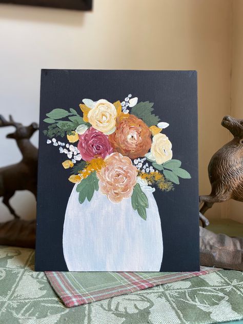 Happy Birthday Painting Canvases, Happy Birthday Painting, Birthday Painting, Painting Canvases, Happy Spring, Acrylic Painting On Canvas, Flower Vase, Acrylic Painting Canvas, Painting On Canvas