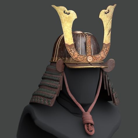 "Kabuto Samurai Helmet" by Sophia Landin Godzilla Cosplay, Samurai Helmet Design, Samurai Kabuto, Samurai Hat, Demon Samurai, Kabuto Helmet, Samurai Warrior Tattoo, Female Samurai, Helmet Concept