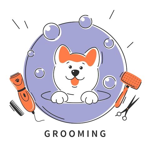 Vector dog pet grooming animal hair groo... | Premium Vector #Freepik #vector #grooming #pet-grooming #dog-grooming #dog-cartoon Grooming Salon Logo, Pet Grooming Logo, Dog Haircut, Dog Haircuts, Brain Art, Dog Cartoon, Grooming Salon, Art Attack, Dog Pet