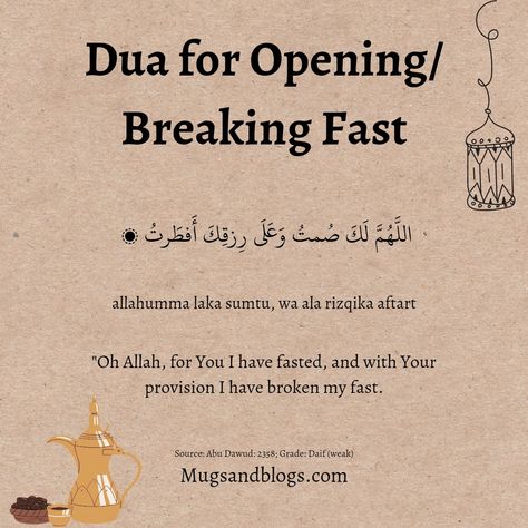 Dua for Opening/ Breaking Fast 🌇 Daily Duas For Ramadan, Fasting Dua Ramadan, Dua For Ramadan First 10 Days, Ramadan Duas For 30 Days, Ramadan Quotes Beautiful, Duas For Ramadan, Ramadan Day 10, Ramadan Hadith, Ramadan Aesthetic