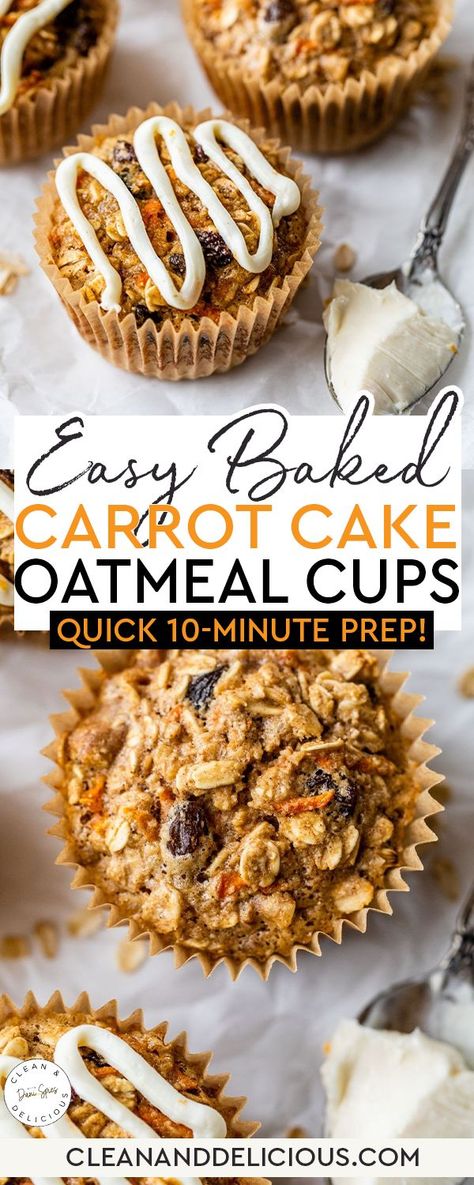 Carrot Oatmeal Muffins, Carrot Cake Baked Oatmeal, Healthy Carrot Muffins, Carrot Cake Bread, Oatmeal Muffins Healthy, Healthy Carrot Cake, Dairy Free Cream Cheese, Baked Oatmeal Cups, Carrot Cake Muffins